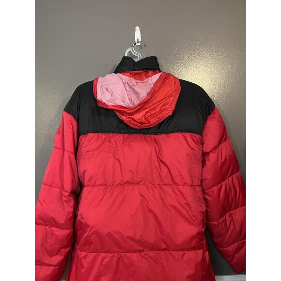 Steve & Barry's Double Down Jacket Mens 2XL Red Black Puffer Hooded Winter Coat - Picture 6 of 16